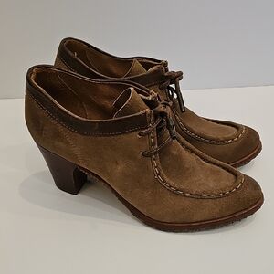 Frye Tan Suede Parker Oxford Low Ankle Cut Heeled Bootie Size 7B